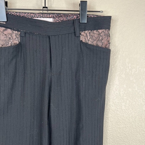 Rebecca Taylor Womens Dress Pants Size 6 Black Stripe Lace Detail Bootcut Career - Picture 3 of 13